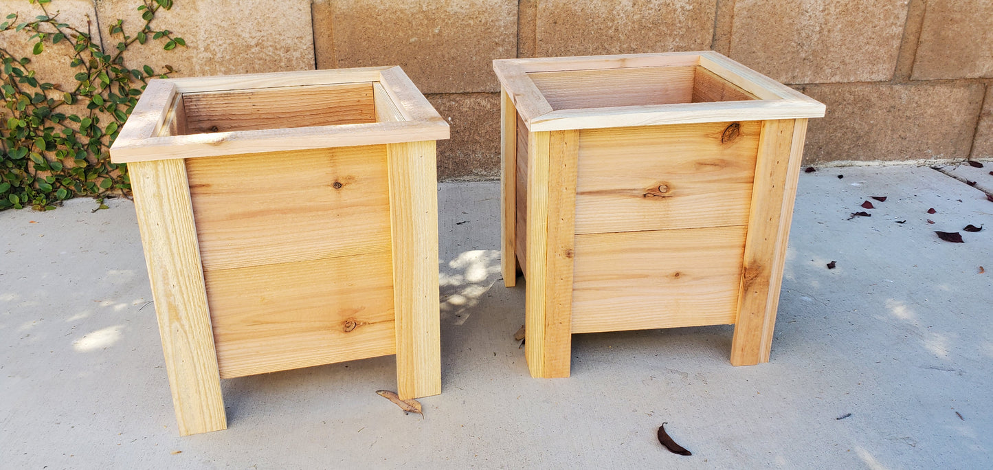 Cedar Planter Boxes - Handmade 13"x13" Western Red Cedar Wood