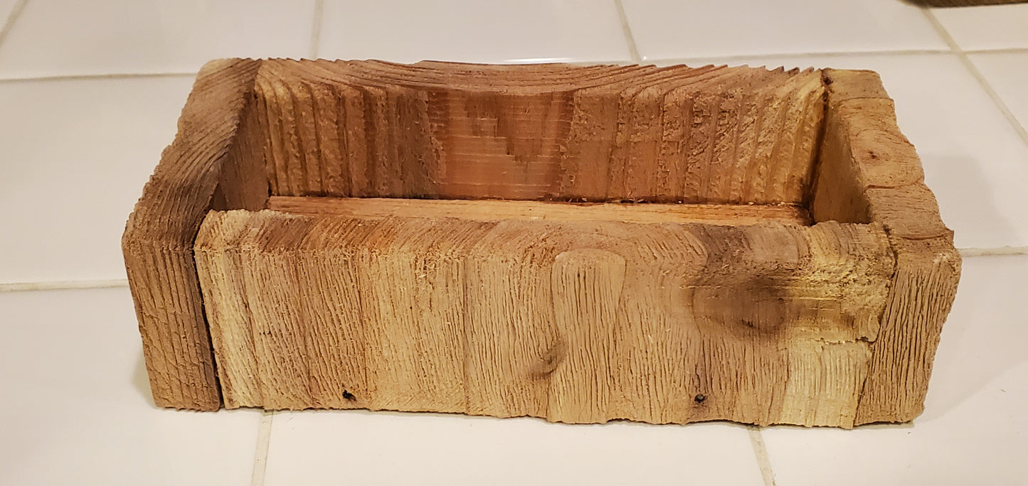 Weathered & natural shallow small cedar box - 6 1/2" long by 3" wide - 1 1/4" deep