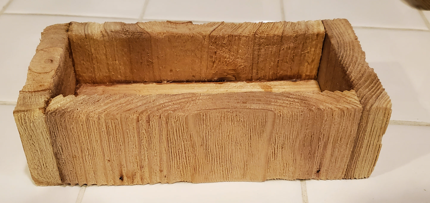 Weathered & natural shallow small cedar box - 6 1/2" long by 3" wide - 1 1/4" deep