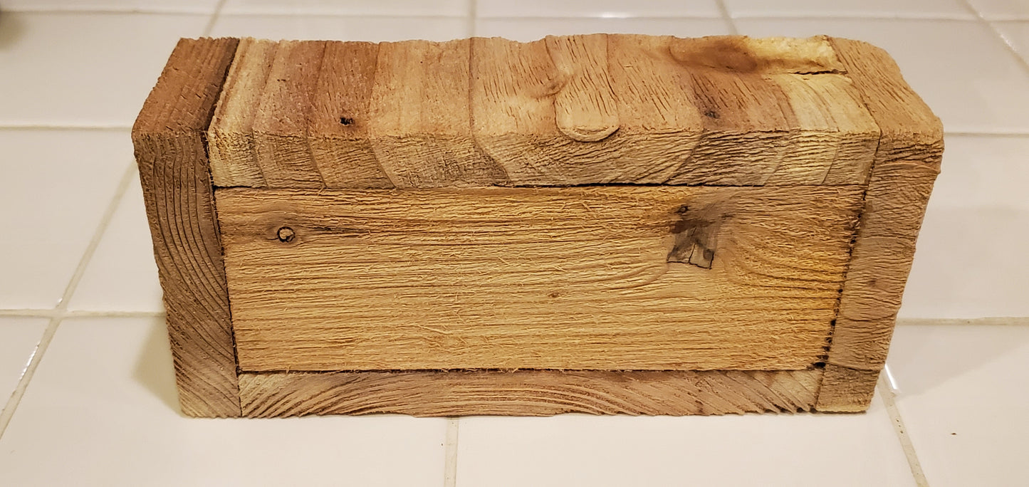 Weathered & natural shallow small cedar box - 6 1/2" long by 3" wide - 1 1/4" deep