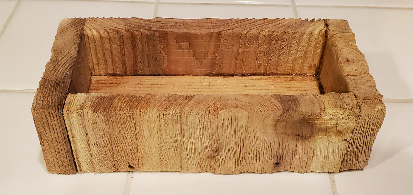 Weathered & natural shallow small cedar box - 6 1/2" long by 3" wide - 1 1/4" deep