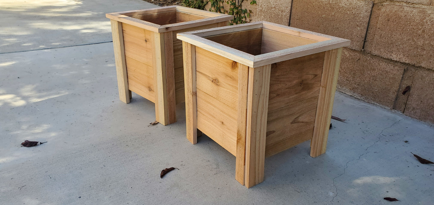 Cedar Planter Boxes - Handmade 13"x13" Western Red Cedar Wood