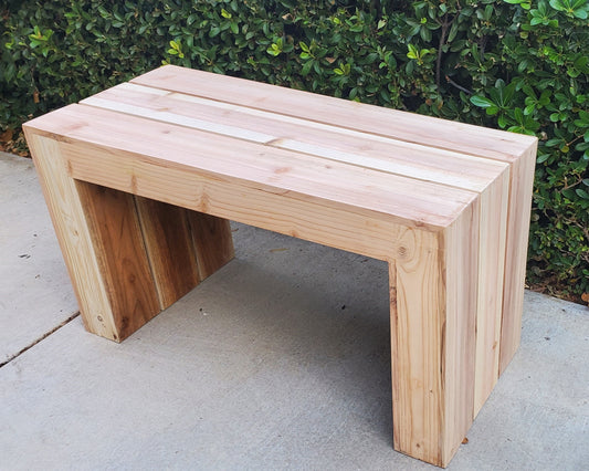 Three Foot Cedar Bench - Top View