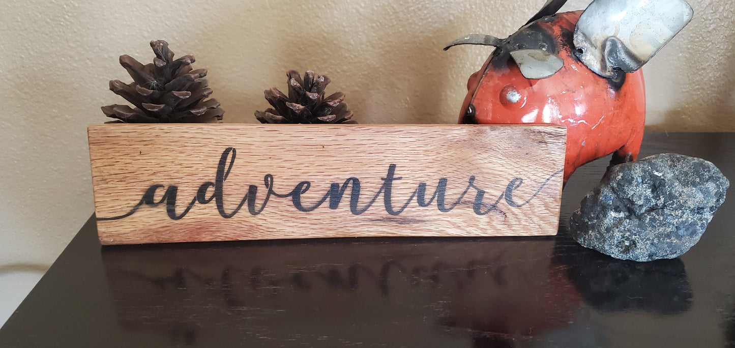 "adventure" sign - Approx. 12 inches Long - Reclaimed Hardwood