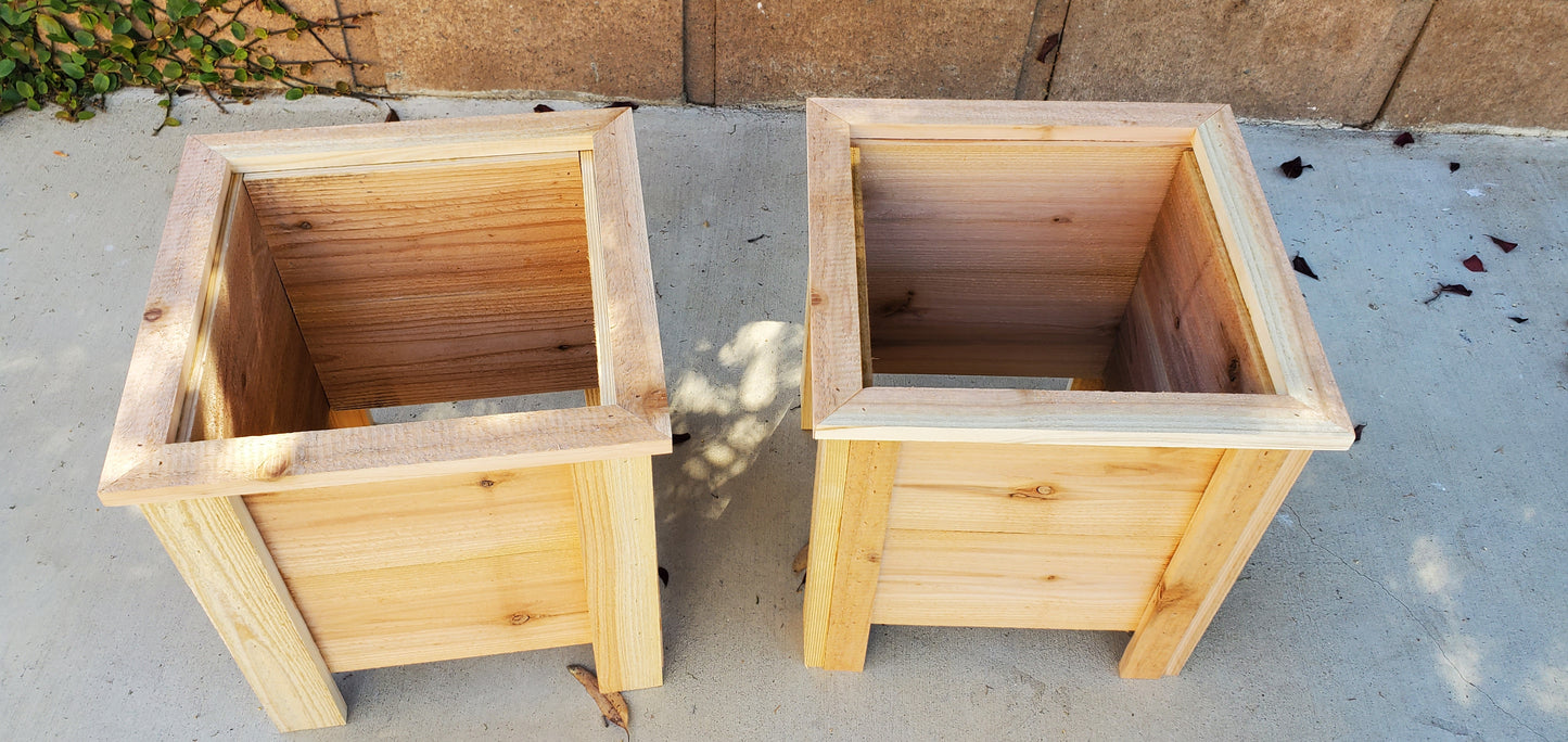 Cedar Planter Boxes (2) - Genuine Handmade Medium-Sized Wood Boxes