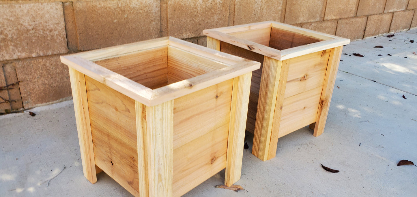 Cedar Planter Boxes (2) - Genuine Handmade Medium-Sized Wood Boxes