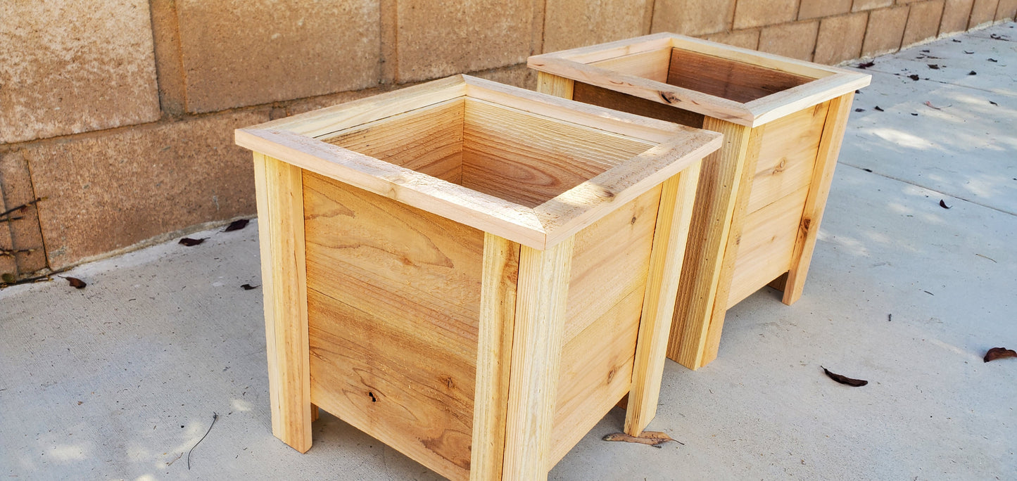 Cedar Planter Boxes (2) - Genuine Handmade Medium-Sized Wood Boxes