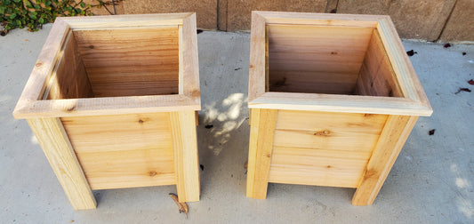 Cedar Planter Boxes (2) - Genuine Handmade Medium-Sized Wood Boxes