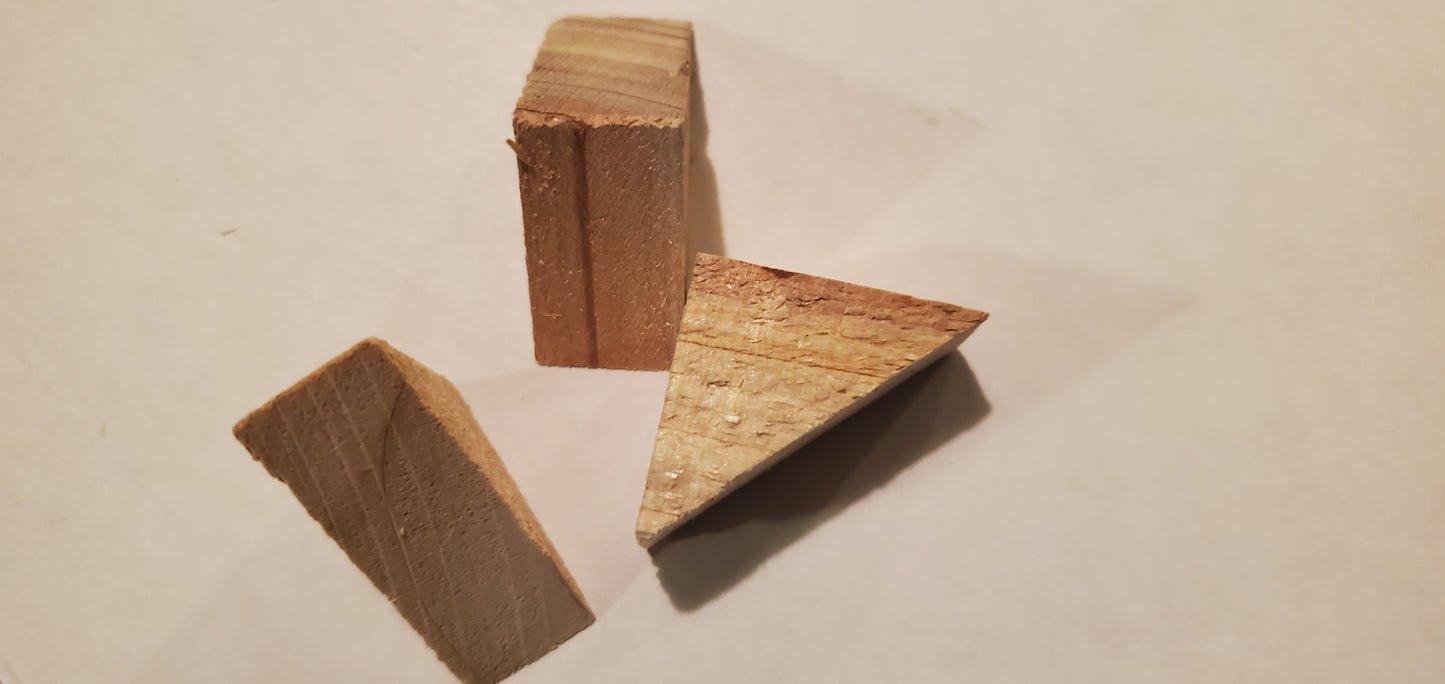 Scrap Cedar Wood Triangles, Small Craft Pieces, Over 7 Ounces