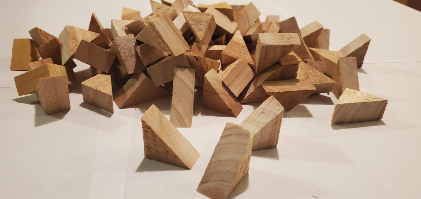 Scrap Cedar Wood Triangles, Small Craft Pieces, Over 7 Ounces