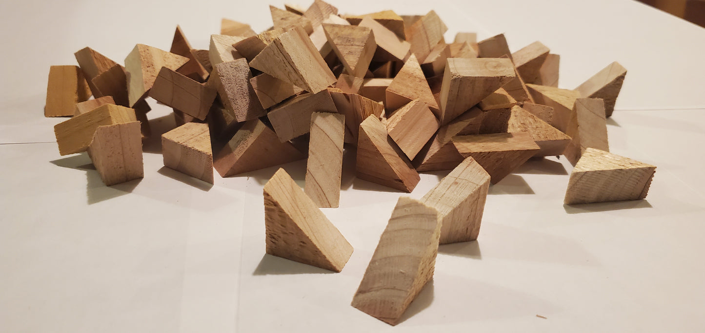 Scrap Cedar Wood Triangles, Small Craft Pieces, Over 7 Ounces