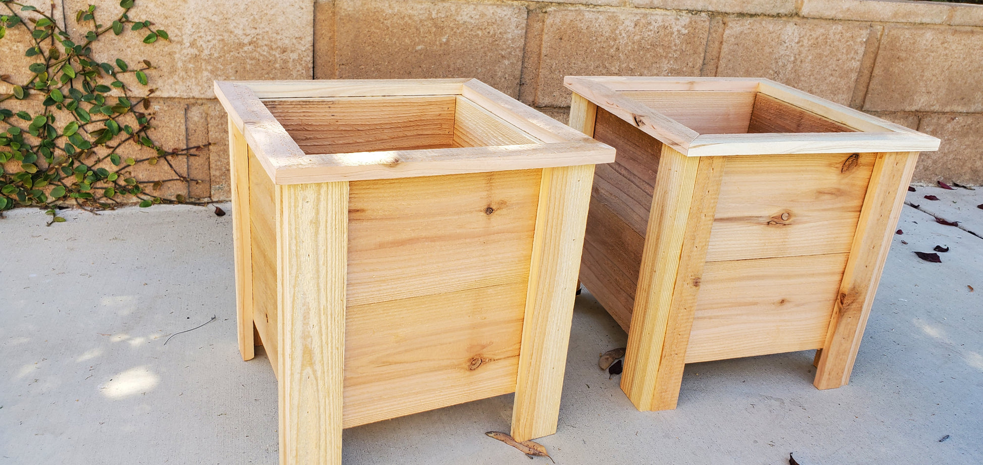 square wooden box planters 13-Inch Cedar Planter Box